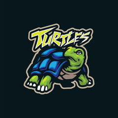 Turtle mascot logo design with modern illustration concept style for badge, emblem and t shirt printing. Cute turtle illustration.