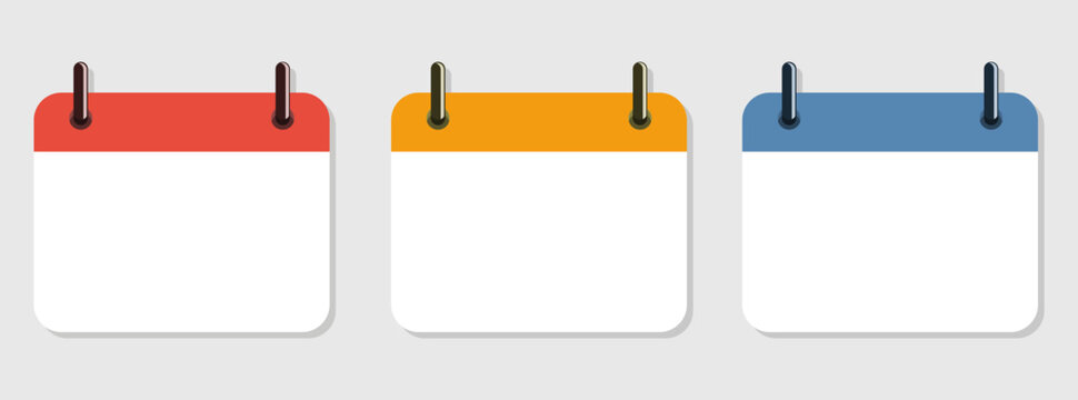 Calendar icons. Set of colored calendars. Vector illustration. Time management concept