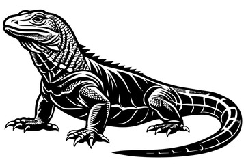 Komodo Dragon silhouette  vector art illustration