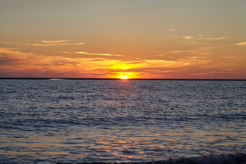 Sonnenuntergang am Strand, Insel Borkum, Niedersachsen, Deutschland, Niedersachsen