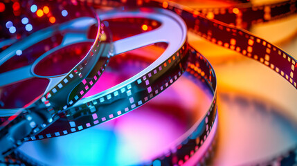 Vintage cinema concept with an old filmstrip, capturing the essence of photography and movie history in a nostalgic background design