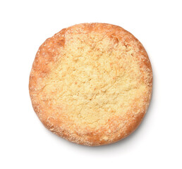 Whole round lemon cake topped with streusel