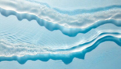 ブルーの透明感ある水面の写真　真夏のコスメやUVケアの背景