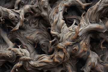 Complex Patterns of Nature in Twisted Wood Texture, a Study in Abstract Forms