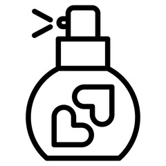 Perfume Bottle Icon. Fragrance Bottle with Drops Linear Pictogram. Beauty Care Product in Spray Pump Bottle Icon. 
