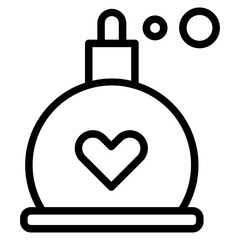 Perfume Bottle Icon. Fragrance Bottle with Drops Linear Pictogram. Beauty Care Product in Spray Pump Bottle Icon. 