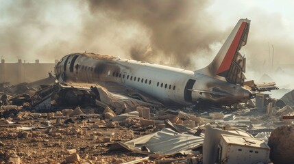 Passenger plane crash incident in the Middle East - obrazy, fototapety, plakaty