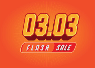 03.03 sales event and promotion, text with 3D effect.