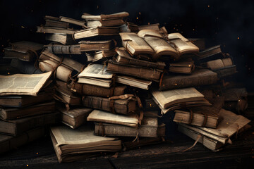 Chaotic Tumble of Ancient Books, a Metaphor for Overflowing Knowledge