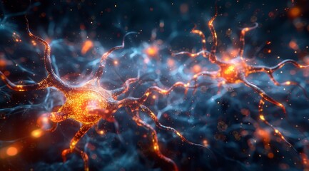 A blue and orange galaxy of neurons