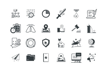 Analysis,Binar code,Cut,Data map,Digital marketing,Faq,find us,Fitness app,Folder,Globe,Grasshopper,Green house,Health,Help,Hotel,Law,Like,Map,Moth,Paper airplane,set icons, vector illustration