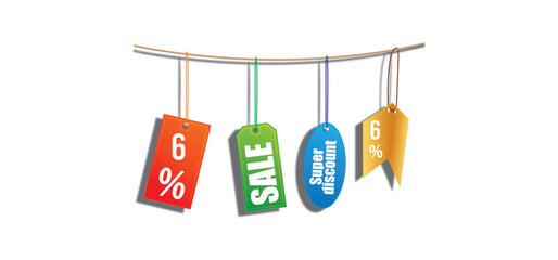 6% promotion sale label best offer free vector