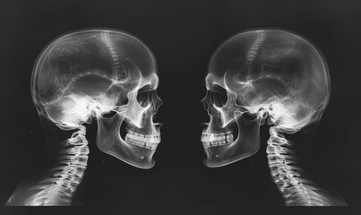 Two skulls are shown side by side, one of which is missing its nose