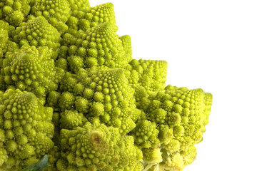 a biological example of Fibonacci spirals and fractals in nature using a Romanesco cauliflower