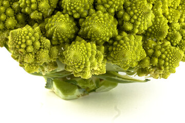 a biological example of Fibonacci spirals and fractals in nature using a Romanesco cauliflower