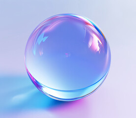 A blue colored bubble ball with blue, pink, and purple.