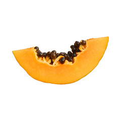 Papaya fruit sliced in half, fresh and juicy, isolated transparent background