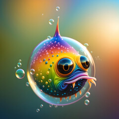 a funny bubble monster. generative ai