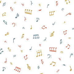 シンプルな手描きの音符のベクターイラストセット