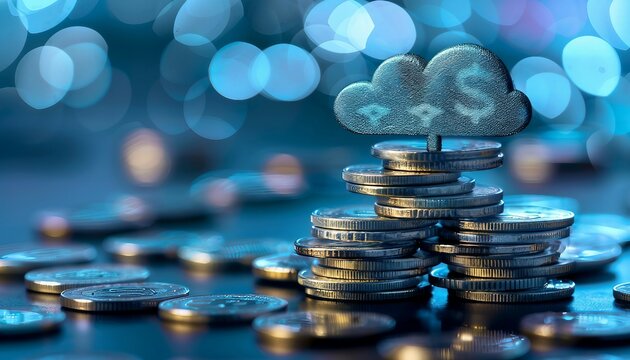 Cloud Computing Cost Efficiency, cost efficiency in cloud computing with an image showing pay-per-use pricing models, resource optimization techniques, AI