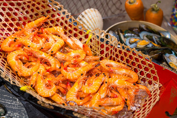 Fresh shrimp serve in the buffet dining room