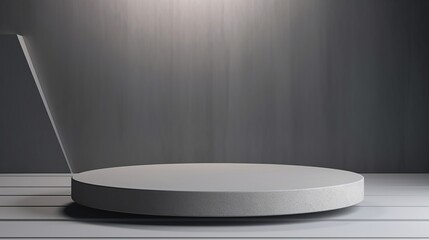 3D gray podium with lighting for product display and presentation background.