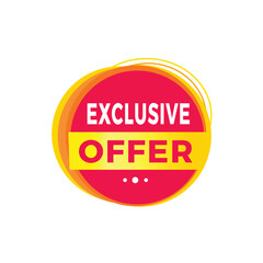 Exclusive offer red label icon for announcement, advertising, vector. Flat design template for banner.
