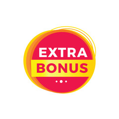 Extra bonus red label icon for announcement, advertising, vector. Flat design template for banner.