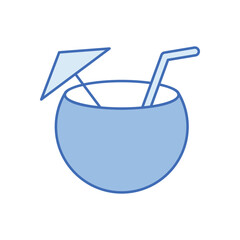 Blue Line Coconut Drink vector icon