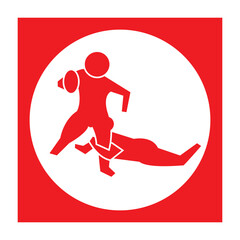 Fototapeta na wymiar Rugby Sevens athlete icon in red and circle shape