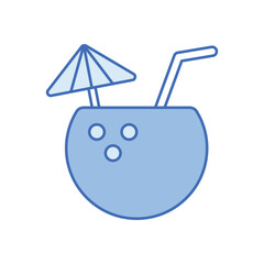 Fototapeta premium Blue Line Coconut Drink vector icon