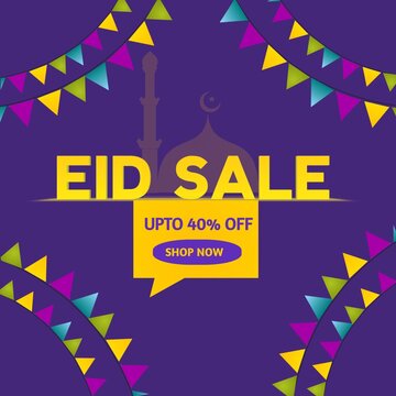 Eid sale banner poster design shopping or business offer, promotion Muslims holiday 
