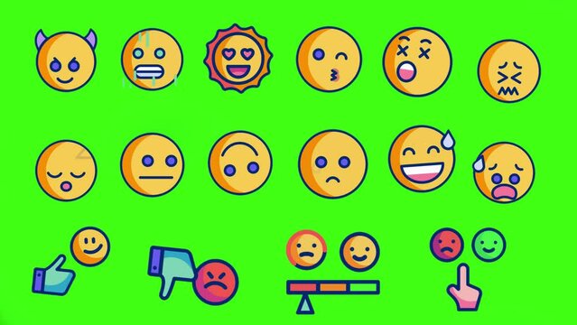 4K Animated Emoji Set: Laughing Emoji and Love-Eyed Emoji on Green Screen