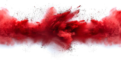 bright red holi paint color powder festival explosion burst white background. generative ai