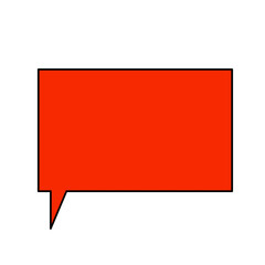 Red Speech bubble icon with a shadow, useful for visualizing spoken communication in web design