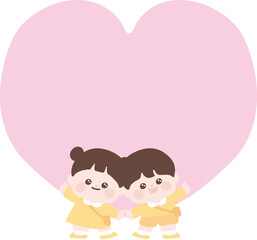 귀여운 유치원생 어린이 캐릭터 하트
