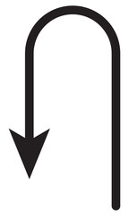 Turn Back vector icon. Style is flat icon symbol, black color, white background. © Daishin