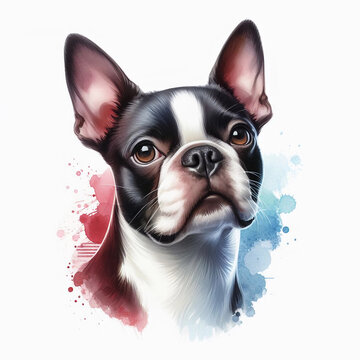 French Bulldog Watercolor Painting Dog Portrait.