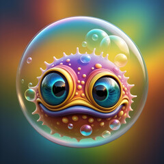 a funny bubble monster. generative ai