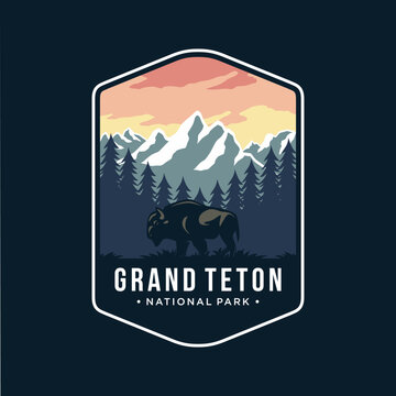 Grand Teton National Park Emblem patch logo illustration