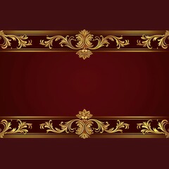 Golden and Ruby Red Style Vector Illustration Border Banner Art Background with Empty Copy Space created with Generative AI Technology