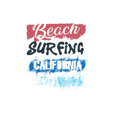 Beach Surfing California grunge Typography summer poster