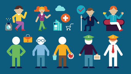 "People Icons: Illustrative Set Portraying Diversity and Community Unity"