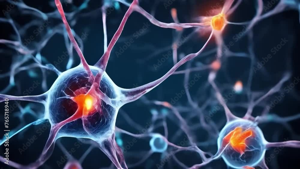 Poster Background from nerve cells or neural networks with cell activity between each other