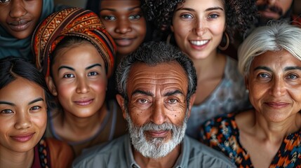 Happy Multiethnic Group of People Smiling: A Collage of Multicultural and Multi-Aged Generation Looking at Camera