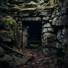 A mysterious doorway in an ancient stone wall.