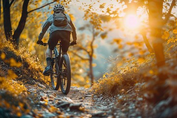 Conquering trails on two wheels in mountain biking - obrazy, fototapety, plakaty