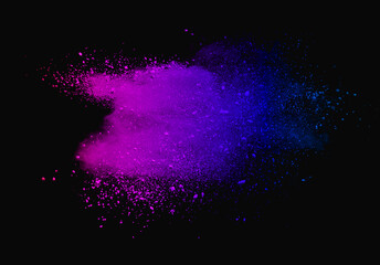 Abstract powder splatted background. Colorful powder explosion on black background. Colored cloud. Colorful dust explode. Paint Holi