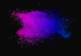 Abstract powder splatted background. Colorful powder explosion on black background. Colored cloud. Colorful dust explode. Paint Holi
