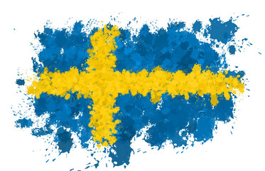 sweden flag with paint splashes